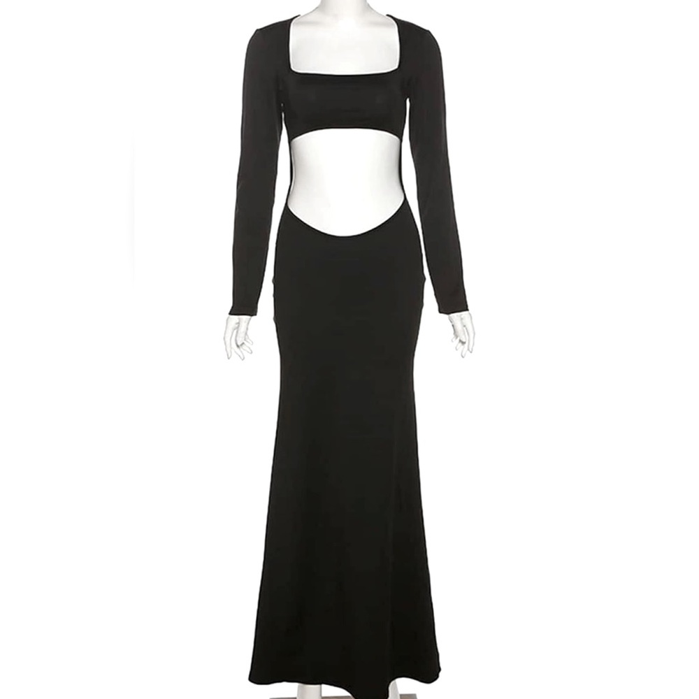 Maternity Backless Square Neck Cutout Maxi Dress